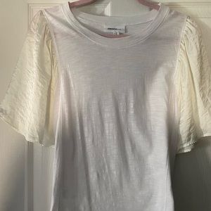 SALE! [DKNY Pure] White Tee with Flutter Sleeves Large